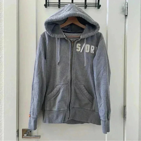 Superdry Classic Union Workwear Supplies Full Zip Y2K Hoodie Men Gray Size L - Picture 1 of 11